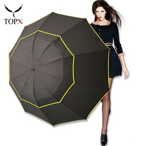 130cm Big Double Layer Umbrella Men Rain Woman Windproof Large Portable Male Women Sun 3 Floding Outdoor 210721