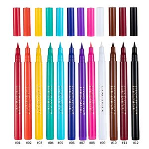 HANDAIYAN Farb-Eyeliner-Set, 12 Farben/Packung, matt, wasserfest, flüssig, bunt, Eyeliner-Stift-Set, Make-up-Kosmetik, langanhaltendes Make-up