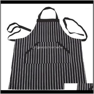 Фартуль Текстиль Home Gardendjustable Black Stripe Bib Arprine с 2 карманами для повара (черный) 1 доставка капли 2021 QFBMD