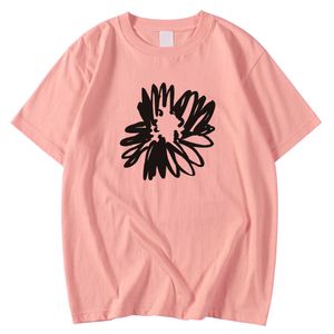 Large Size Men's T-Shirt Fashion Vintage Tee Shirts Flower Black Chrysanthemum Printing Clothing Regular Sleeved T-Shirts Man Y0809