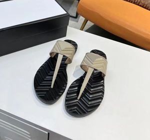 T-shaped men's and women's slippers fashion water ripple leather flat sandals indoor and outdoor casual shoes delivery box large 35-45