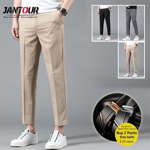 Merk Enkellange Broek Mannen Hoge Kwaliteit Straight Fit Heren Business Joggers Suits Broek Kaki Stretch Casual Broek Mannelijke 211201