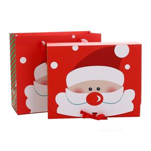 Jul Big Presentförpackning Santa Papercard Kraft Present Party Favor Candy Box Röd och Grön Party Favor Giftväska T2i52782