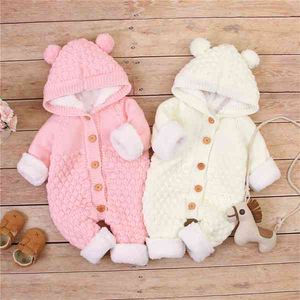 Macacões de bebê de malha meninos infantis meninas jumpsuits outono inverno quente macio espesso recém-nascido bebês lã macacão 0-24m H0820