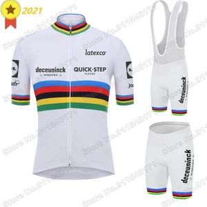 Welt 2021 Fahrradbekleidung Quick Step Jersey Set Julian Alaphilippe Rennradanzug Maillot Cyclisme Uniform Rennsets