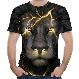 Mens gráfico camiseta 3d digital engraçado t-shirt meninos DIY streetwear Tees respirável tops casuais com padrão de leão por atacado EUR tamanho