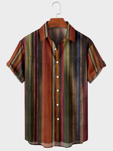 Camisas casuais dos homens 2021 geometria de outono 1 3D impressão digital camisa de mangas curtas