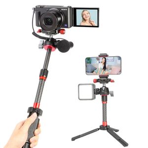 Stativ Ulanzi Metal Tripod MT-43 med snabb frigöringsplatta 360 ° Ballhead Cold Shoe Extendable Selfie Stick för telefonkamera DSLR