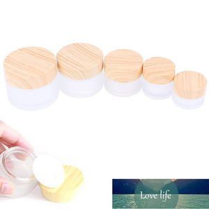 1PCS 5g 10g 15g 30g 50g Frost Glass Bottle Plastic Bamboo Lid Glass Jar Empty Bottle Cream Jar Cosmetic Packaging Container Factory price expert design Quality Latest