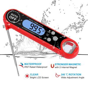 Lebensmittelthermometer, wasserdicht, digital, für Küche, Fleisch, Wasser, Milch, Kochen, Klappsonde, Grillen, Backen, elektronische Ofenkalibrierung, Temperatur DH8578