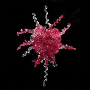 Arte decoração lâmpada transparente vidro vermelho candelabro iluminação Murano chandeliers mão soprada led bolha pingente luzes24 polegadas