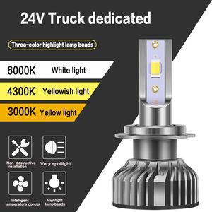 24 V TRICOLOR Reflight H4 H11 H7 9005 9006 żarówki LED do ciężarówki światło mgły H3 H8 Front Foglamp 3colors HB3 HB4 Motocyklowy