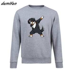 Skriv ut Sweatshirt Rolig Dabbing Bernese Mountain Dog Mäns Fleece Pullover Hoodies Man Sale Funny Coat C0413