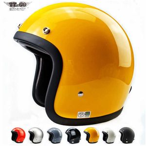 TTCO ECE Certification Brand Japan TT&CO Glass Fiber Vintage Retro Motorcycle Open Face Helmet Motorbike Riding Small Shell Q0630