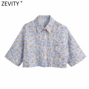 Women Vintage Floral Printing Casual Short Smock Blouse Female Single Breasted Kimono Shirt Chic Linen Blusas Tops LS9190 210416