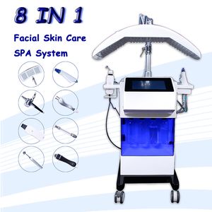 8 i 1 Microdermabrasion Hudskalbehandling för akne syre ansiktsmaskin RF hudstramning