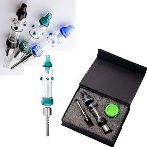 Nector Collector Kit Hookah 510 Thread Ceramic Quartz Nails Titanium Nail NC Kits With Retail Box Wax Container Hookahs Smoking Accessories