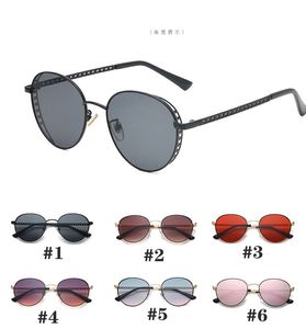 Yaz Kadın Moda Açık Rüzgar Metal Güneş Gözlüğü Bayanlar Yuvarlak Sürüş Sunglass Lady Inci Güneş Gözlükleri Plaj Koruma Şeffaf Lens Sunglasse