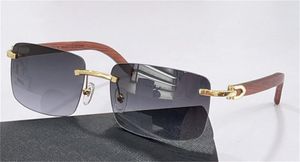 Novos óculos de sol de design e óculos ópticos 0228 quadrado Templos de madeira sem moldura simples estilo versátil uv400 óculos protetores