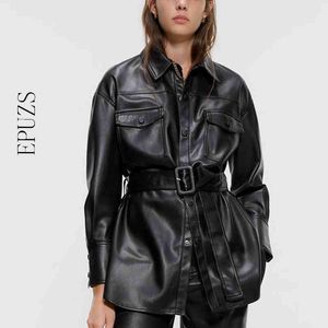 Jaqueta De Couro Preto Verde Mulheres Pu Biker Jaqueta Streetwear Punk Motocicleta Casaco Faux Winter Korean 210521