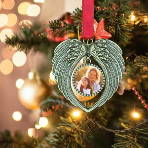 Decorative Objects & Figurines Christmas Tree Po Frame Hanging Pendant Xmas Heart Shape Picture Party Ornaments Double-sided Adhesive Tape
