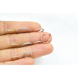 20pcs/lot 316L Surgical Steel Seamless Hinged Segment Ring Clicker Ear Cartilage Nose Hoop Septum CZ