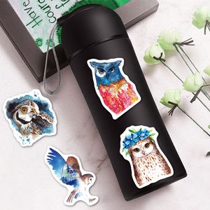 50Pcs Watercolor Cute Owl Stickers Waterproof Non-random Animal Sticker Water Bottle Luggage Laptop Skateboard Car Bike Motor Snowboard Decals Kids Toys Gifts