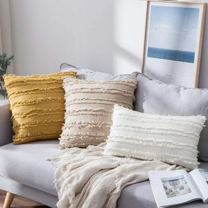 Wholesale white couch pillows resale online - Cushion Decorative Pillow White Cushion Cover Couch Square Case Yellow Khaki Grey Cotton Linen x45cm Home Decor Sofa Inches