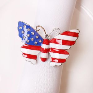 Wholesale star knots for sale - Group buy Napkin Rings National Flag Series Bow Knot Ribbon Five pointed Star Butterfly Buckle Table Decoration For Festive Day Celebra