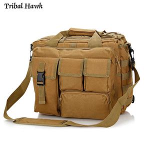 Tactical Plecak Wielofunkcyjny Wojskowy Nylon Messenger Torba Na Ramię Laptop Torebki Teczki Odkryty Piesze wycieczki Rucksack Q0721