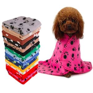 60*70cm 22 Colors Pet Dog Cat Blanket Kennels & Pens Throw Small Paw Print Towel Fleece Soft Warmer Lovely Blankets Beds Cushion Mat Cover