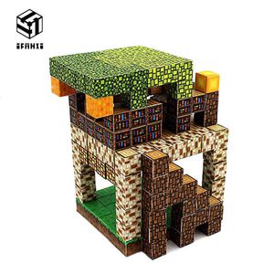 Magnetic Building Blocks Toy Summer Hut Set Diy Kit Toys & Hobby For Children Boys Kids Friends Gift Mini Blocks Bricks Q0723