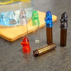 Accessori per fumatori Snuff Bullet Box Dispenser Snuffer 67mm/82mm Altezza Pippotto in vetro acrilico Rocket SNUFF BOTTLE Snuff Snorter Sniffer Dispenser