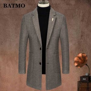 Batmo Przyjazd AutumnWinter Wełniany Grubany Trench Coat Men, męskie grube kurtki M815 211011