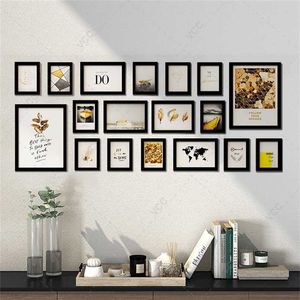 18Pcs Wood Picture Frames For Wall Decor Black White Po Hanging With Plexiglass Classic Wooden 211222