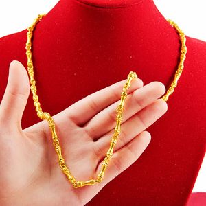 Collana con colletto a catena in bambù con design da uomo, gioielli in oro giallo 18 carati, regalo per clavicola di moda maschile hip-hop