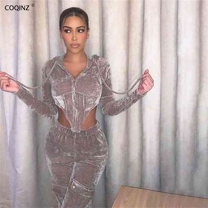 Two Piece Club Winter Y2k Outfits For Women Tracksuit 2 Piece Sets Joggers Sweat Suits Designer Goth Clothes K20S09675 210712
