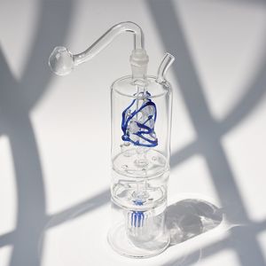 Espessura 10 mm de vidro de vidro tubos de água tubos de água reciclador pyrex cinzeiro apanhador de cinzas bongs com mangueira e vidro tigela de óleo percolador quadrado hookashs acessórios novos