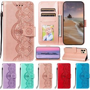 Flor Relógio Rattan Carteira de Couro para iPhone 13 Mini Pro Max 12 11 XR XS x 8 7 Se2 Titular Flip Capa Imprimir Credit ID Card Cartão Meninas Livro Livro Folio moda bolsas