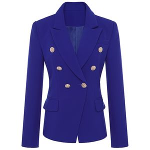 Высококачественные взлетно-посадочные полосы Blazer Куртка женская металлическая металлическая кнопки льва с двубортным наружным пальто S-XXXL 211006