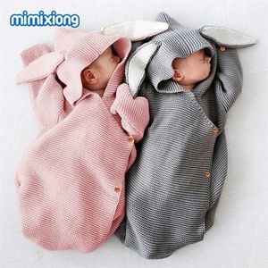 Baby Sleeping Bags for Stroller Winter Warm Toddler Infantil Swaddle Wrap Autumn Rabbit Knitted Envelopes For Discharge born 211025