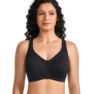 Women's Wirefree Full Figure Cotton Posture Front Closure Bra Plus Size Back Support Non-padded 210623