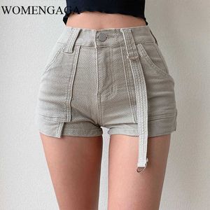 Womengaga Street Girls Casual Overaller High Waist Slim Hip-Lifting Straight Denim Shorts Sexy Womens 8R6U 210603