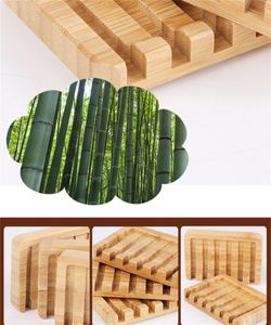 Fabriks bambu tvålrätter för badrumsdusch, träbar hållare med självdräneringsbricka, naturlig vattenfallssparare