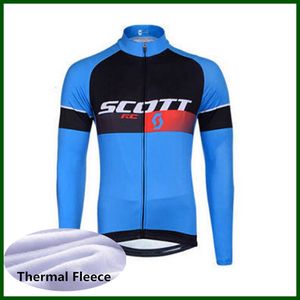 Pro Team SCOTT Cycling Jersey Mens Winter Thermal Fleece Long Sleeve Mountain Bike Shirt Road Bicycle Tops Warmer Racing Clothing Outdoor Sportswear Y21050631