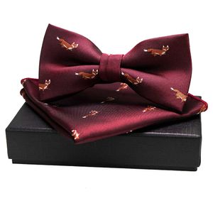 Papillon da uomo pre annodato in tessuto di seta blu con farfalla animale, fazzoletto da taschino, set di scatole regalo, regolabile, formale, per festa di nozze