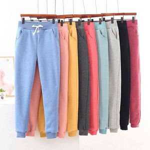 Gray Women Sweatpants Fleece Plus Size Thick Warm Pants for High Waist Velvet Trousers Casual 's Winter Jogger 210428
