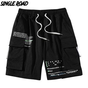 Single Road Cargo Szorty Mężczyźni Lato Boczne Kieszenie Krótkie Spodnie Męskie Hip Hop Japanese Streetwear Harajuku Board dla 210714