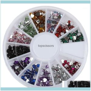 Dekorationer Nail Salon Health Beautynail Art Set Satser 3000pcs 2mm 12 Color Heart Shape Rhinestones Glitter Tips Decoration Decorations1 D