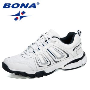 BONA 2020 New Arrival Cow Split Running Shoes Sneakers Men Falt Sports Shoes Outdoor Walking Athletic Trainers Footwear Man Soft